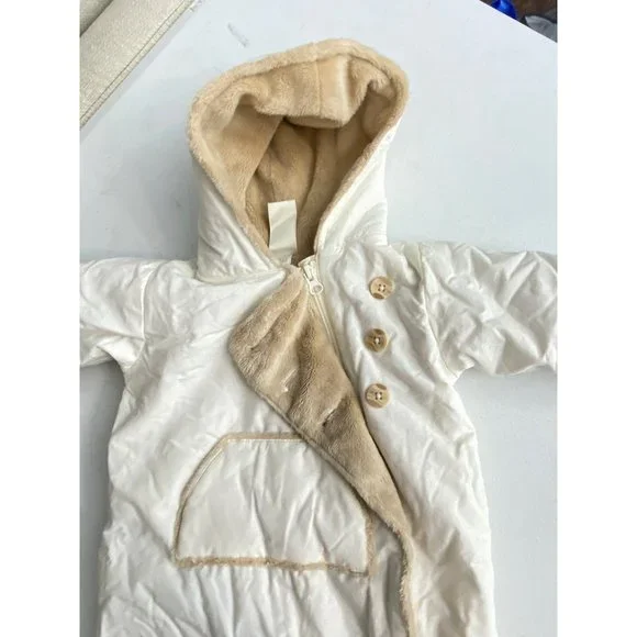 Old Navy Plush Bunting Winter Snow Suit 0-3 Months Furry Fleece Inside - Picture 12 of 14